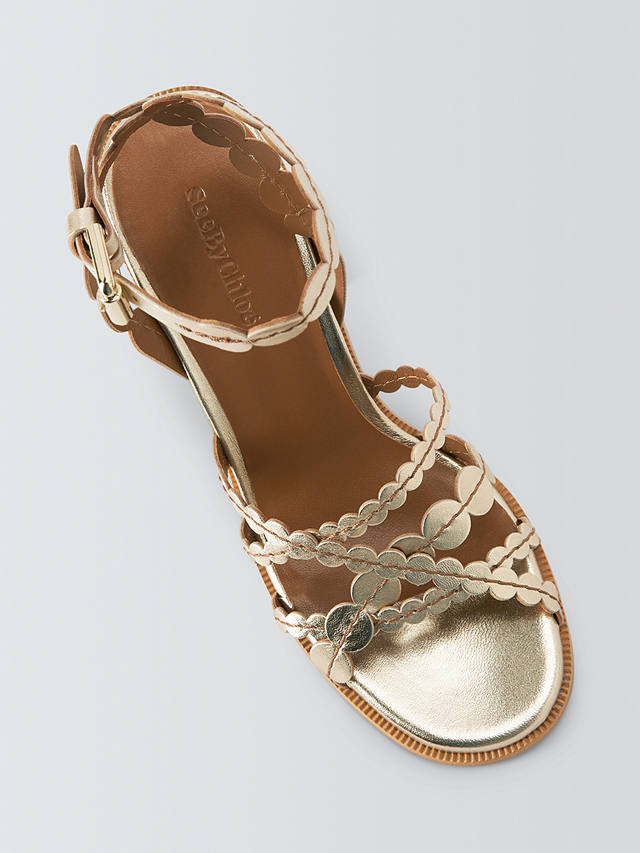 See By Chloé Kaddy Leather Circle Strap Sandals, Light Gold