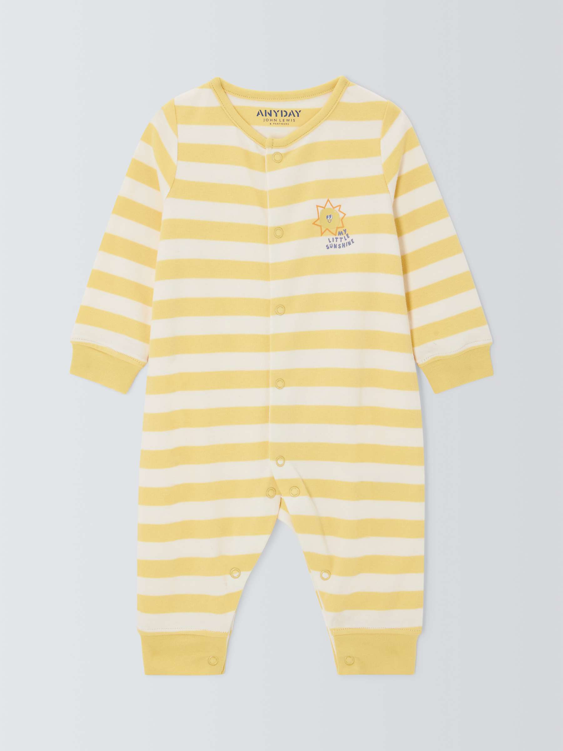Buy John Lewis ANYDAY Baby Stripe Sun Sleepsuit, Yellow Online at johnlewis.com