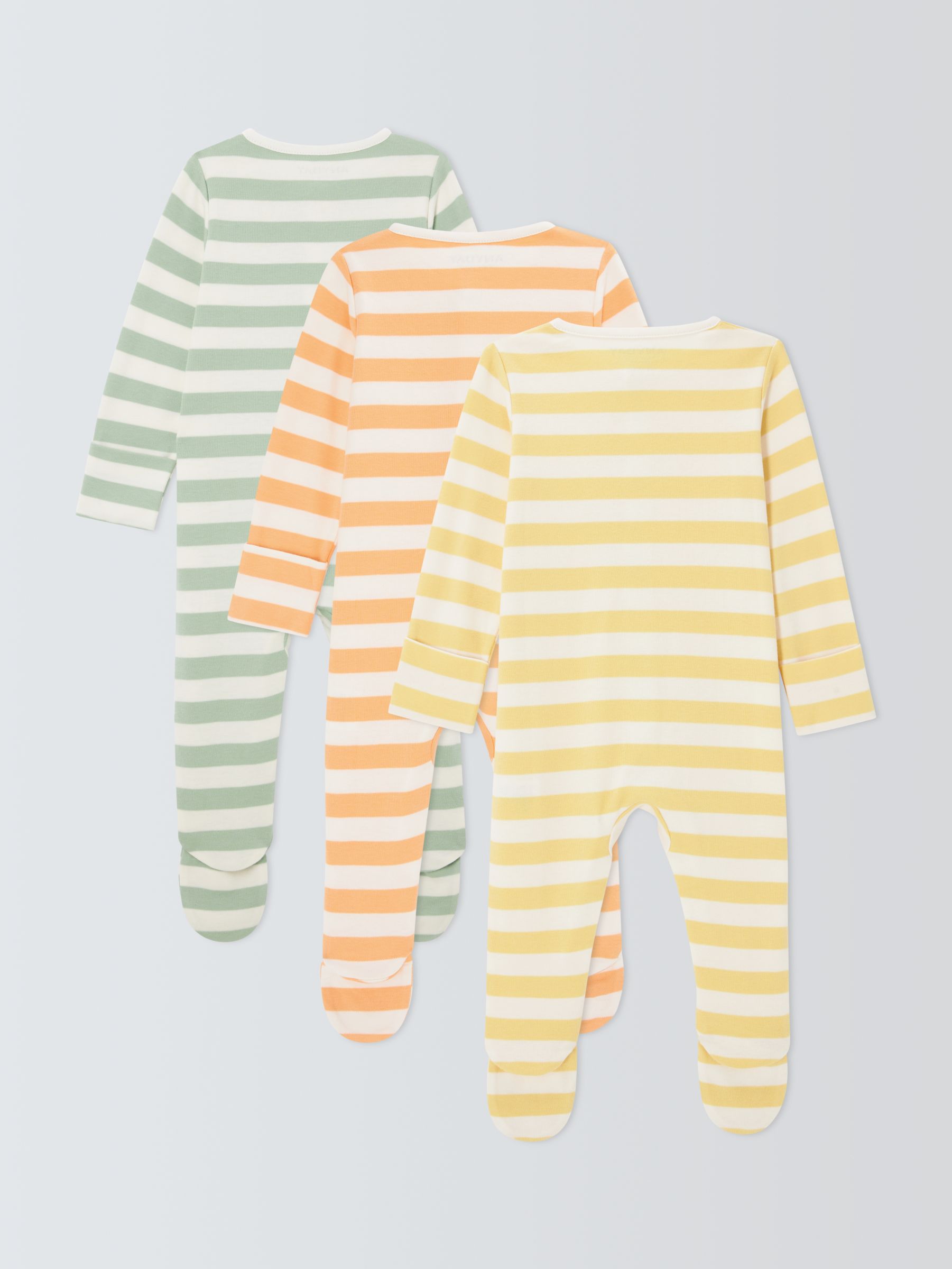 Buy John Lewis ANYDAY Baby Stripe Sleepsuit, Pack of 3, Multi Online at johnlewis.com