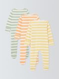 John Lewis ANYDAY Baby Stripe Sleepsuit, Pack of 3, Multi