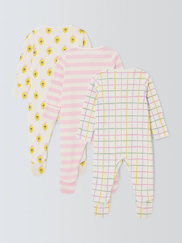 John Lewis ANYDAY Baby Printed Sleepsuit, Pack of 3, Multi