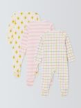 John Lewis ANYDAY Baby Printed Sleepsuit, Pack of 3, Multi