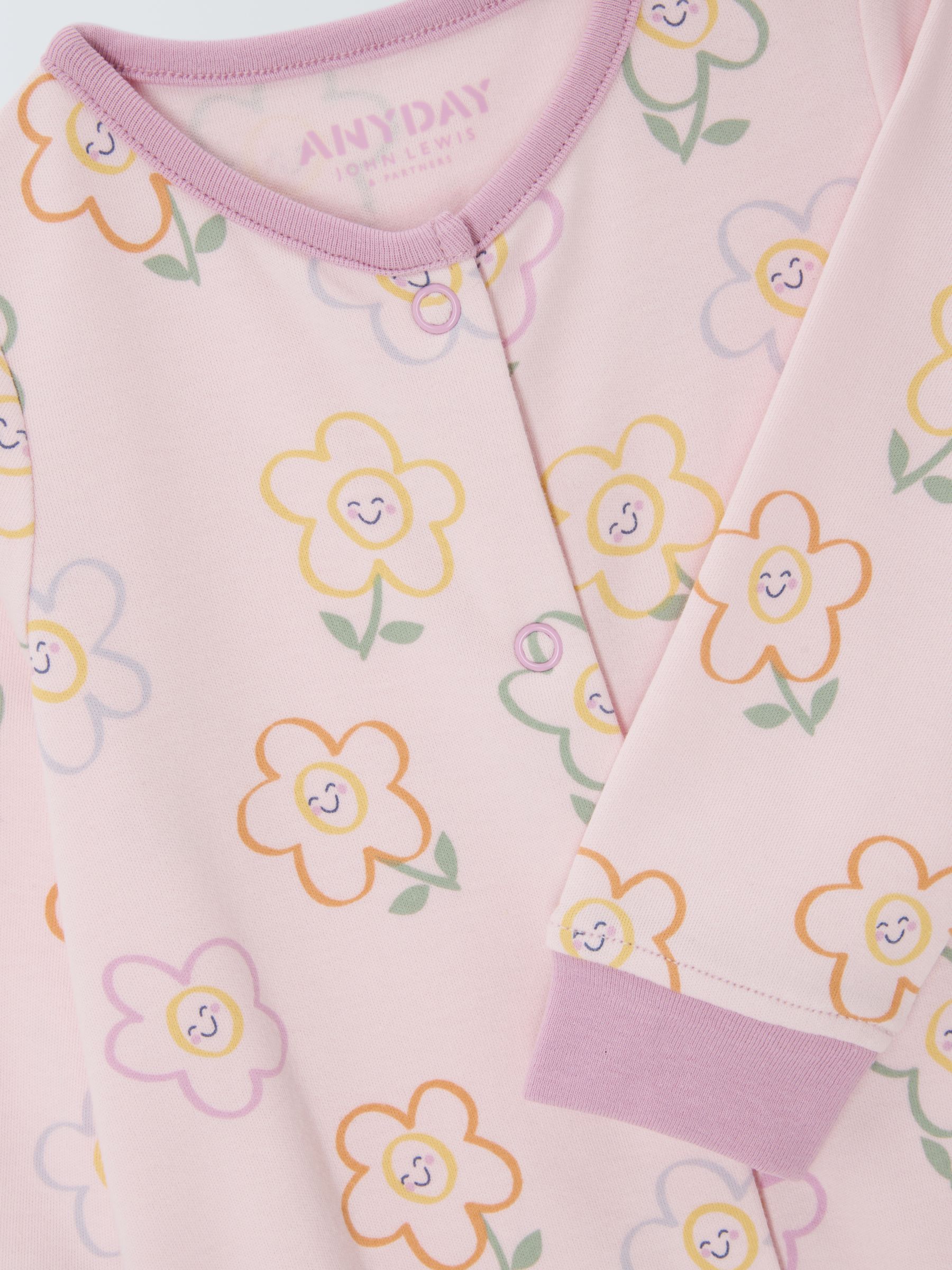 Buy John Lewis ANYDAY Baby Cotton Floral Sleepsuit, Pink Online at johnlewis.com
