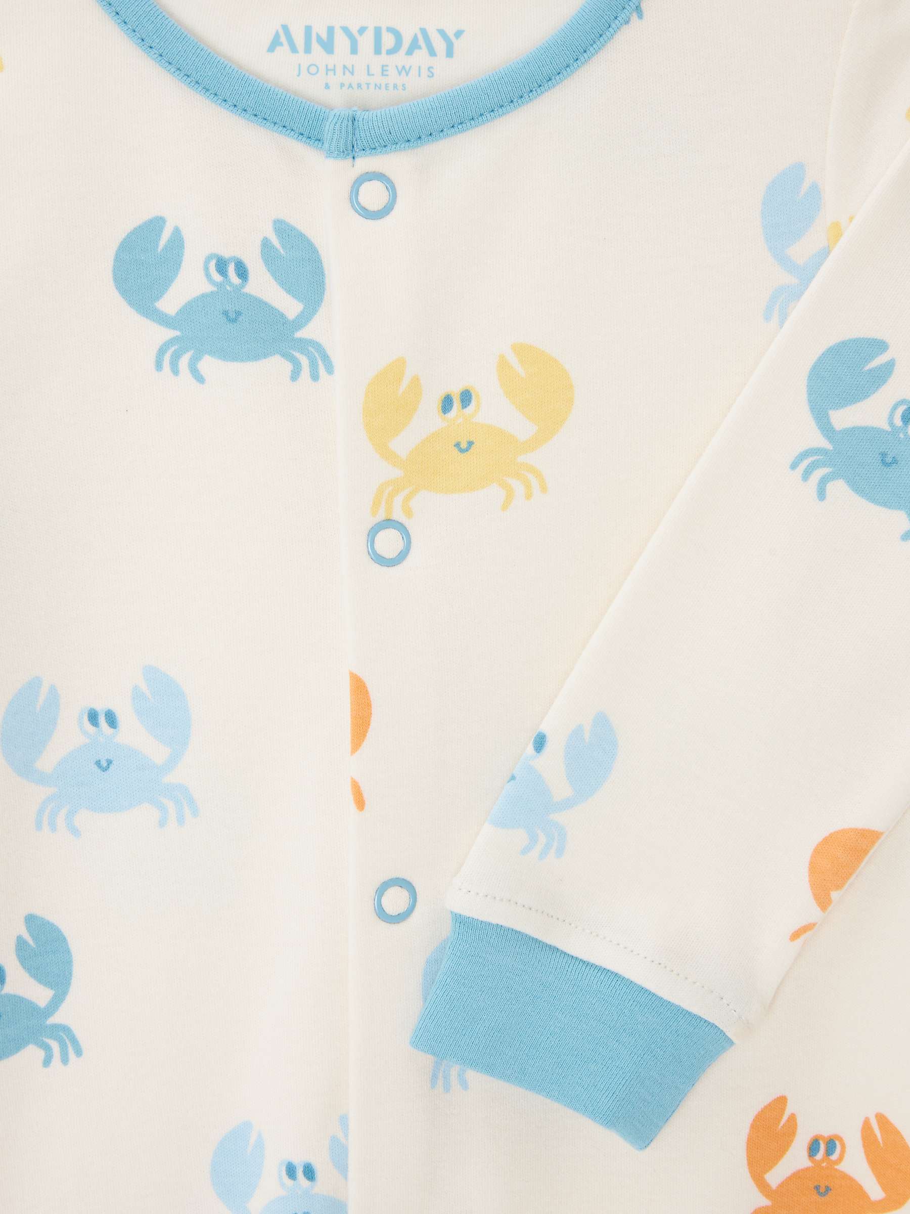 Buy John Lewis ANYDAY Baby Cotton Crab Print Sleepsuit, Blue Online at johnlewis.com