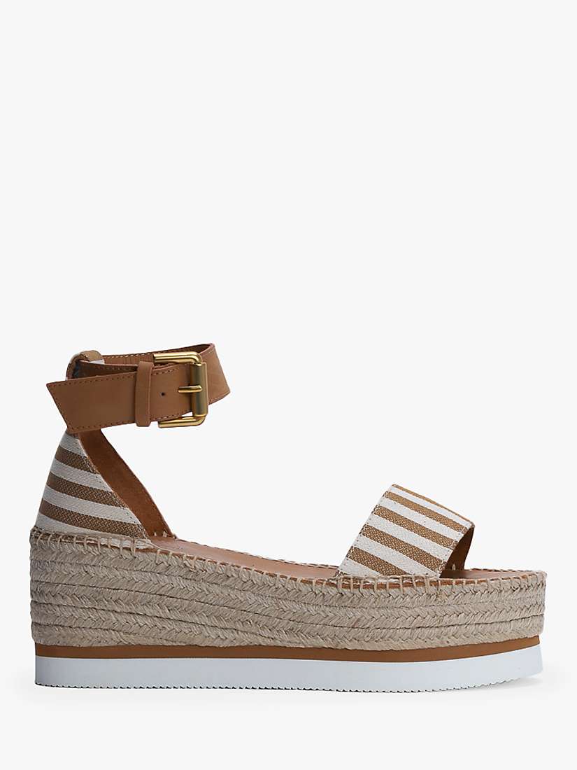 Buy See By Chloé Glyn Stripe Wedge Heel Espadrille Sandals, Tan/Cream Online at johnlewis.com