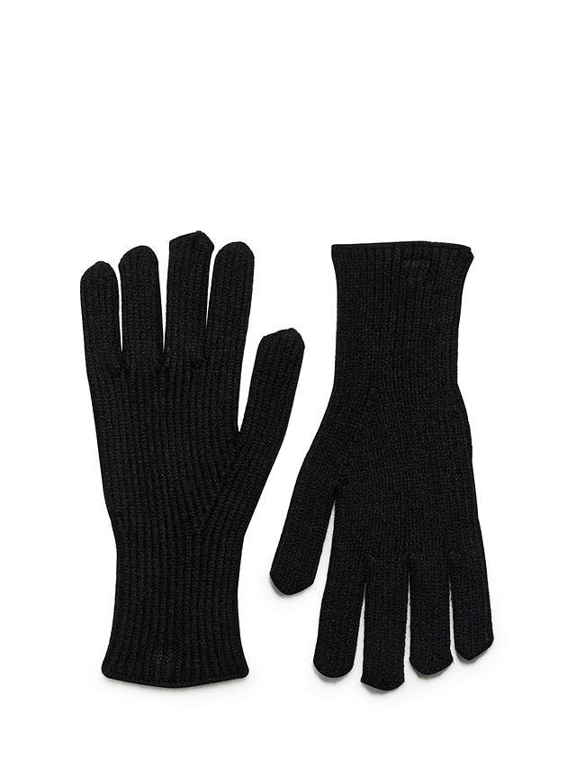 KAFFE Lotte Stretchy Rib Knit Gloves, Black