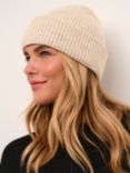 KAFFE Marlene Folded Edge Rib Knit Beanie, Grey Melange