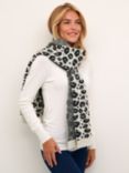 KAFFE Maiken Leopard Print Scarf, Black/White