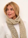 KAFFE Clara Chunky Knit Scarf, Sand/Black