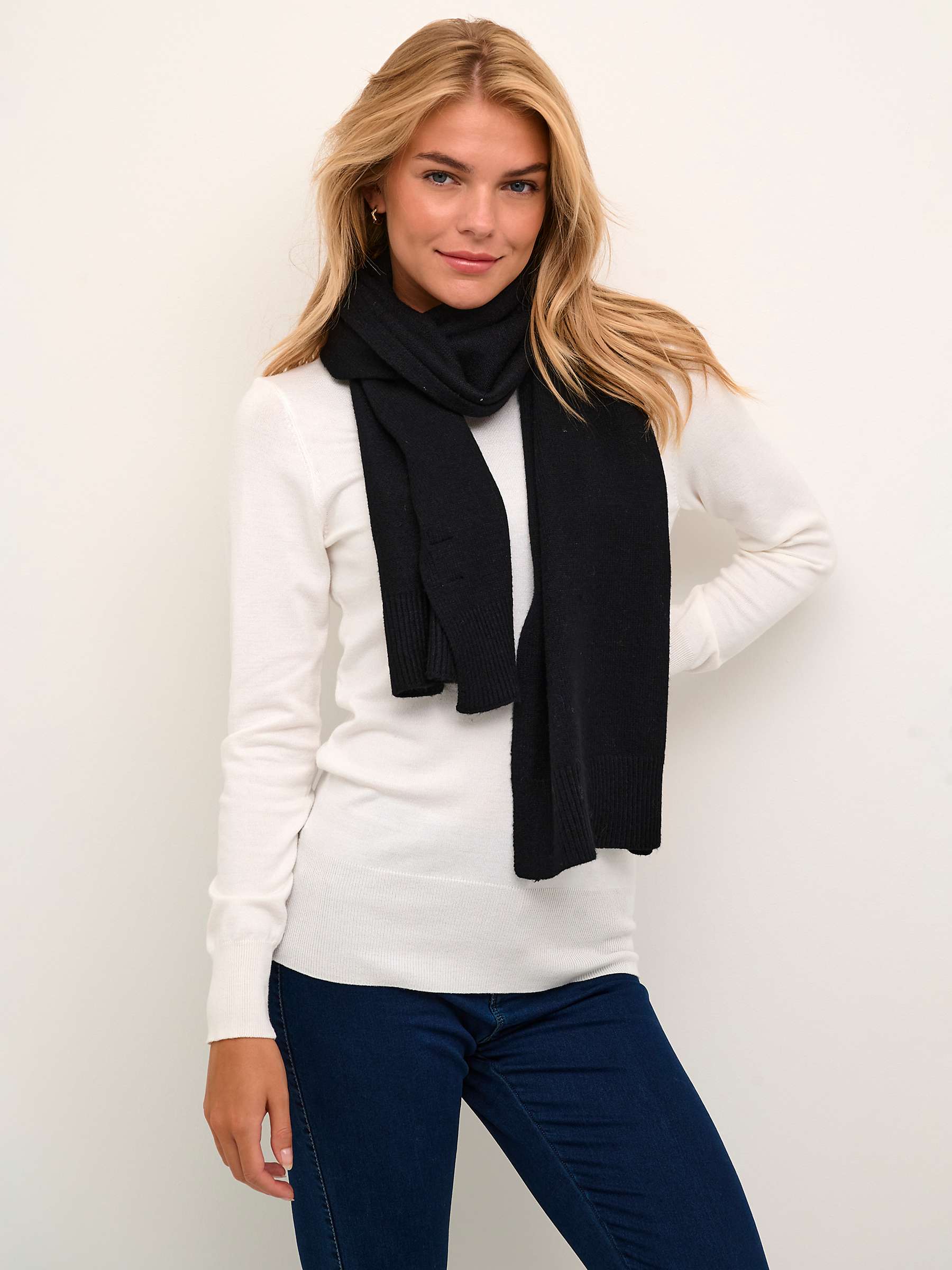 Buy KAFFE Lotte Tight Knitted Long Scarf Online at johnlewis.com