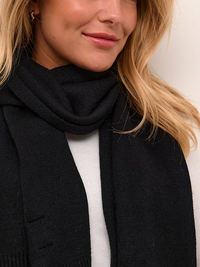 KAFFE Lotte Tight Knitted Long Scarf, Black