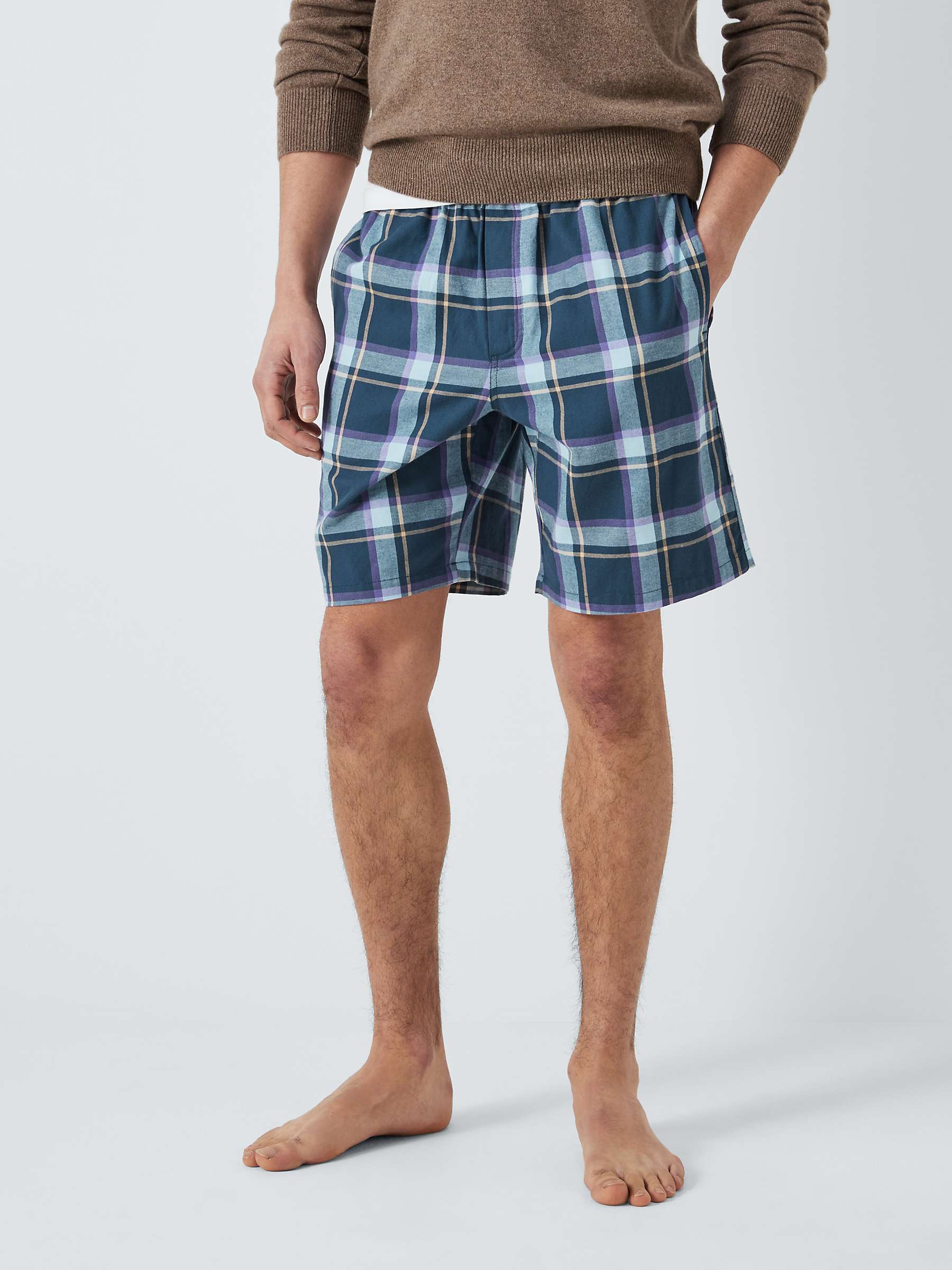 Buy John Lewis Organic Cotton Woven Lounge Shorts, Blue/Multi Online at johnlewis.com