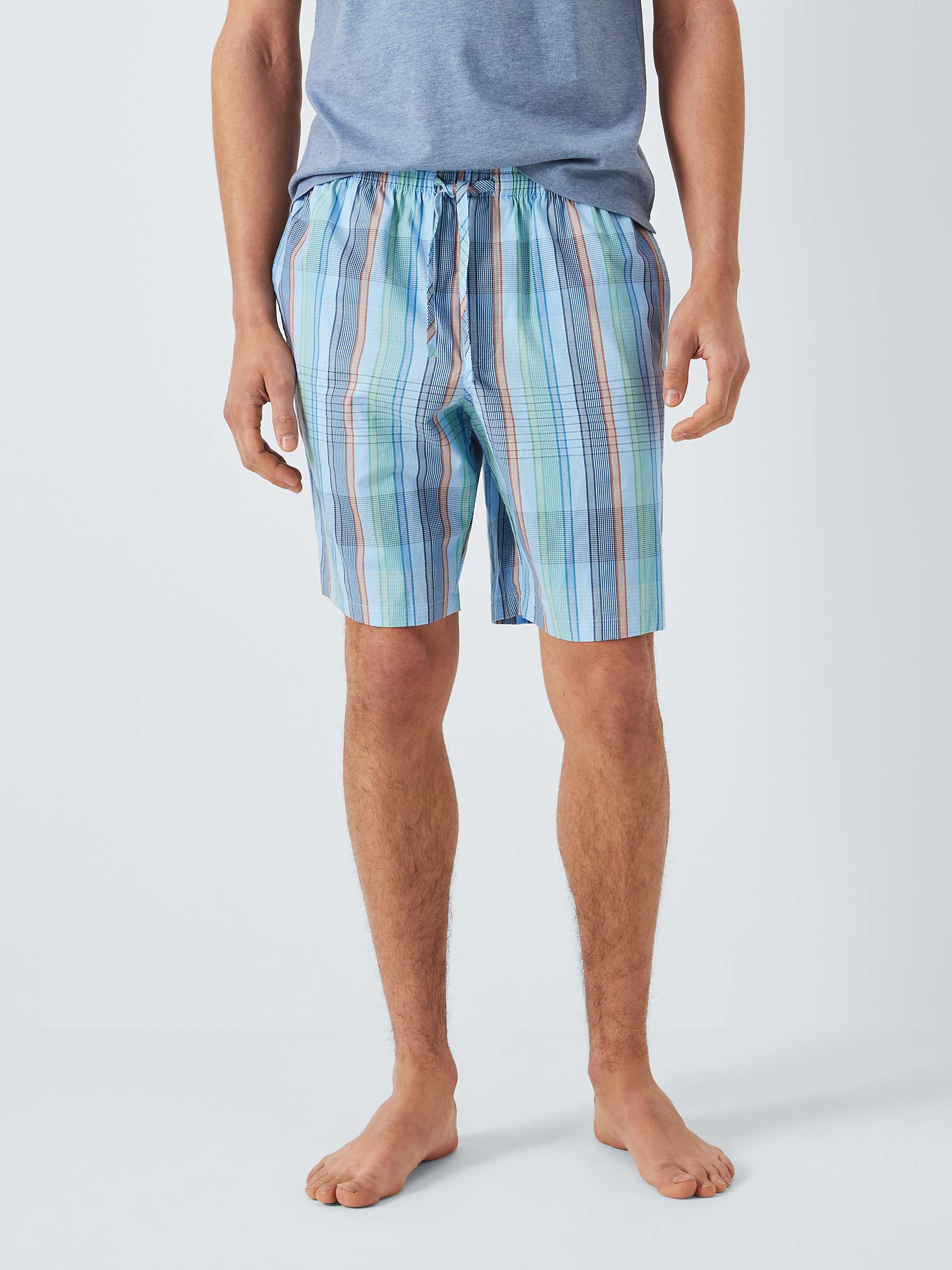 Buy John Lewis Organic Cotton Woven Lounge Shorts, Blue/Multi Online at johnlewis.com