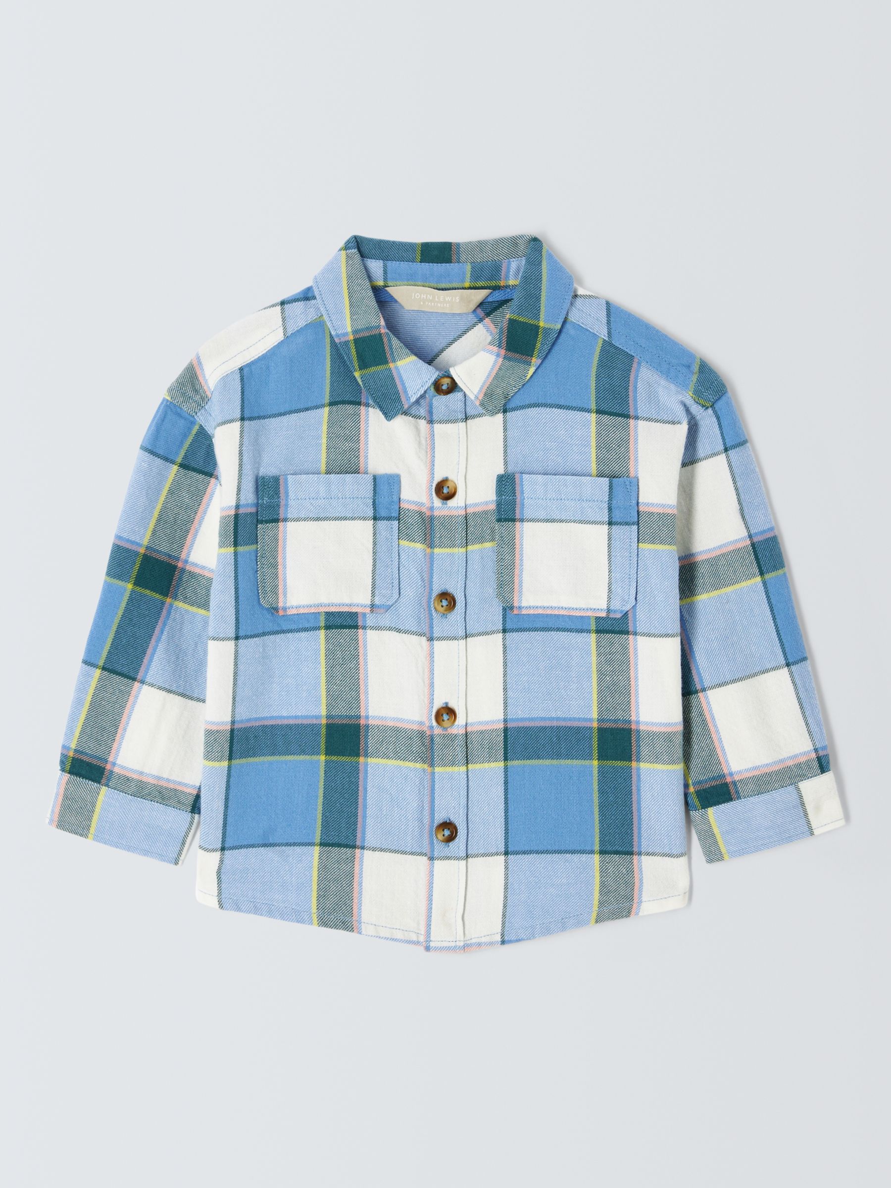 John Lewis Baby Check Shirt, Blue/Multi at John Lewis & Partners