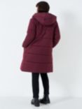 Crew Clothing Longline Padded Coat, Berry Red
