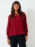 Crew Clothing Janey Pleated Sleeve Top, Red Wine, Red Wine