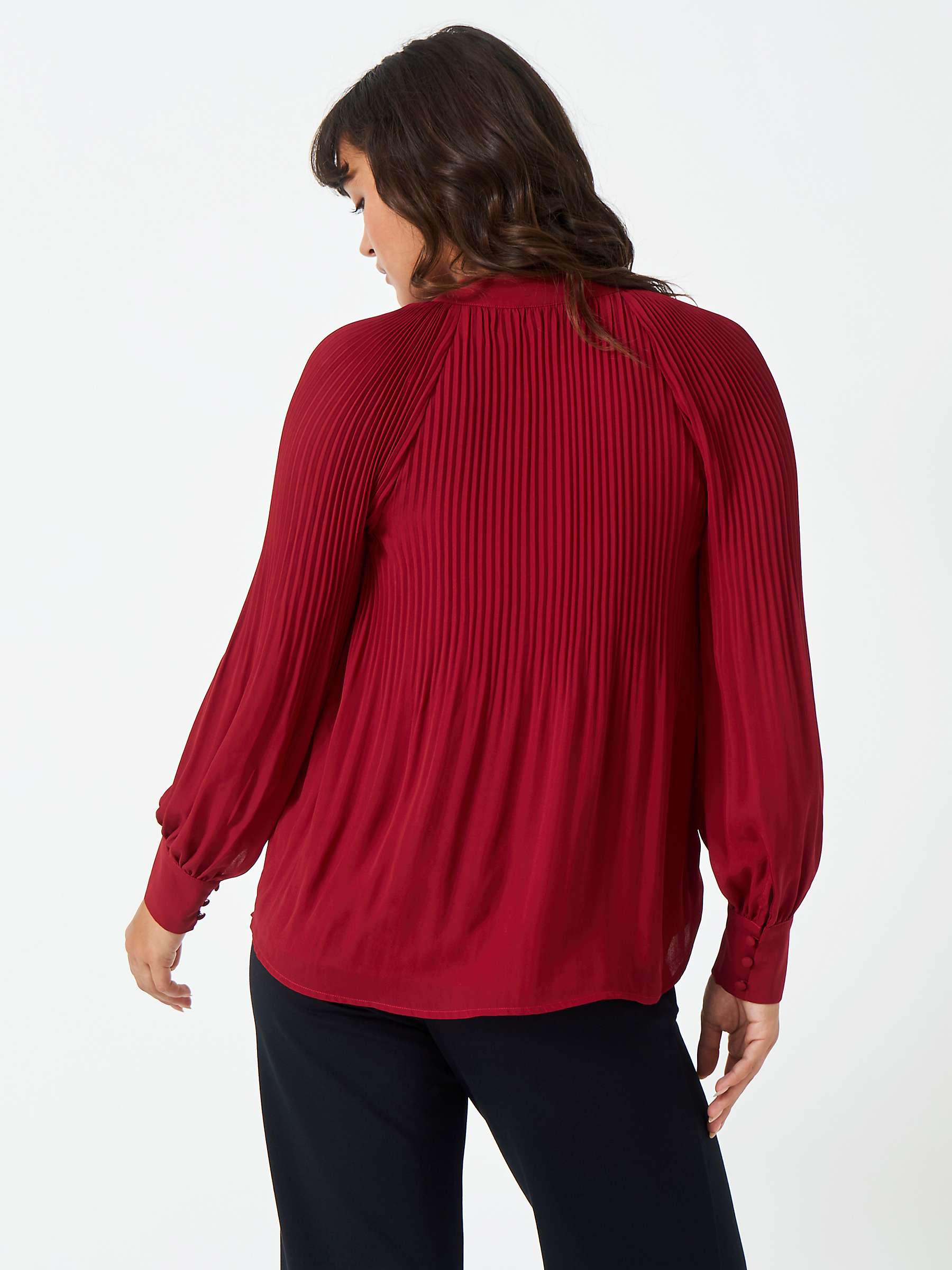 Buy Crew Clothing Janey Pleated Sleeve Top, Red Wine Online at johnlewis.com