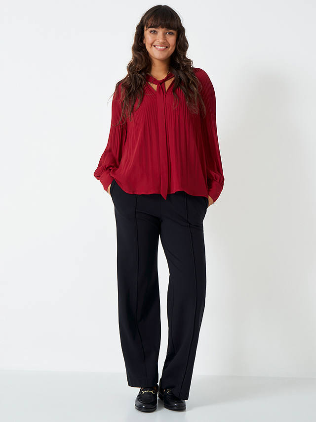 Crew Clothing Janey Pleated Sleeve Top, Red Wine