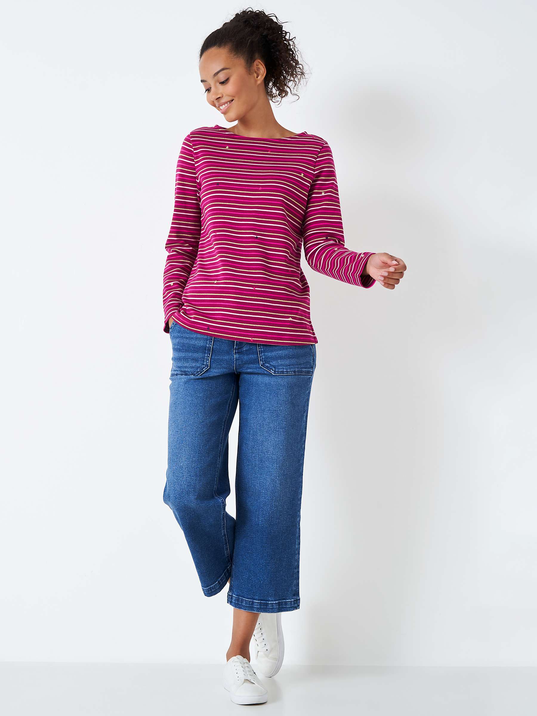 Buy Crew Clothing Breton Stripe and Star Top, Pink/Multi Online at johnlewis.com