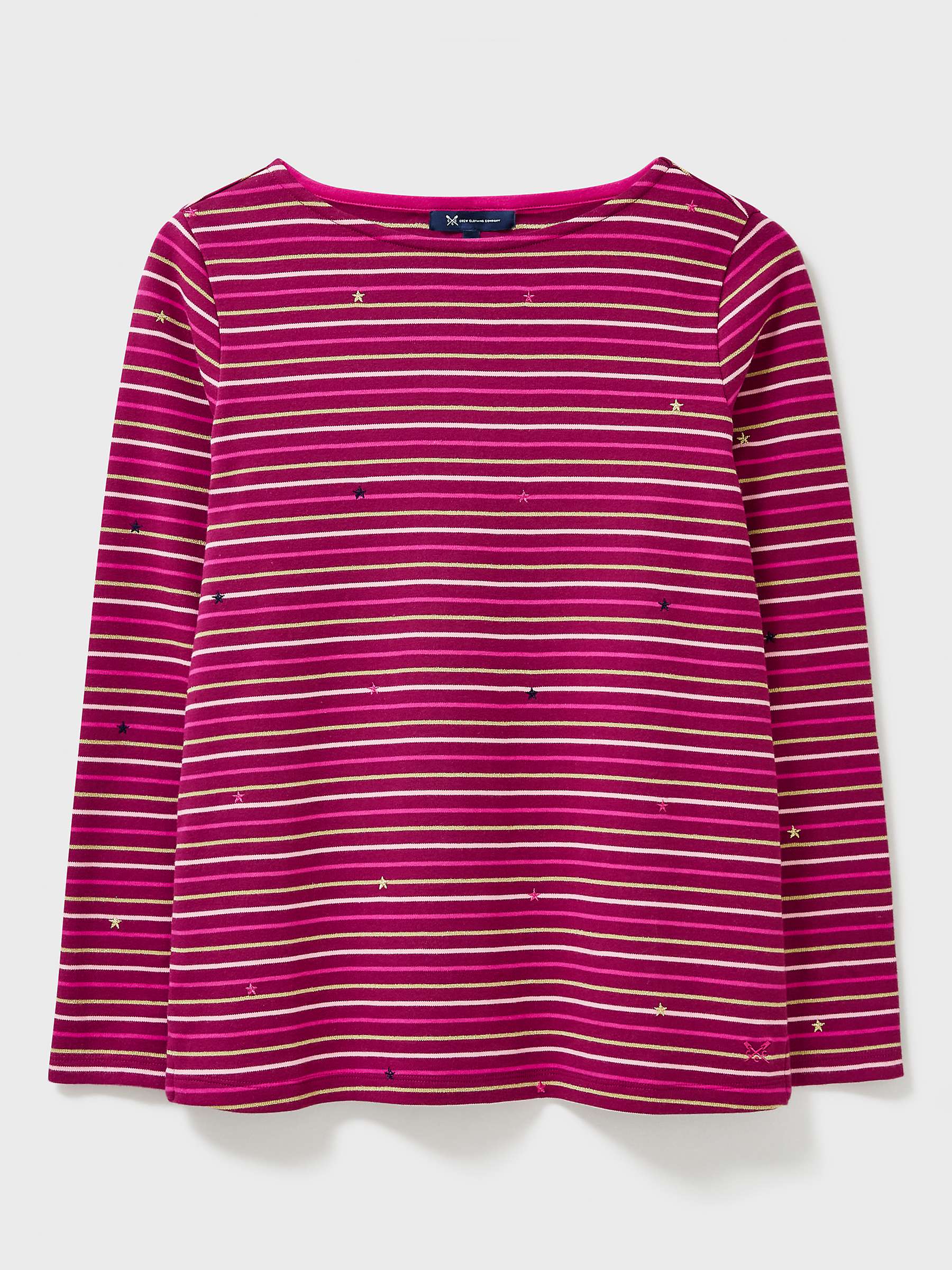 Buy Crew Clothing Breton Stripe and Star Top, Pink/Multi Online at johnlewis.com