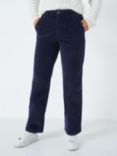 Crew Clothing Wide Leg Corduroy Trousers, Navy Blue