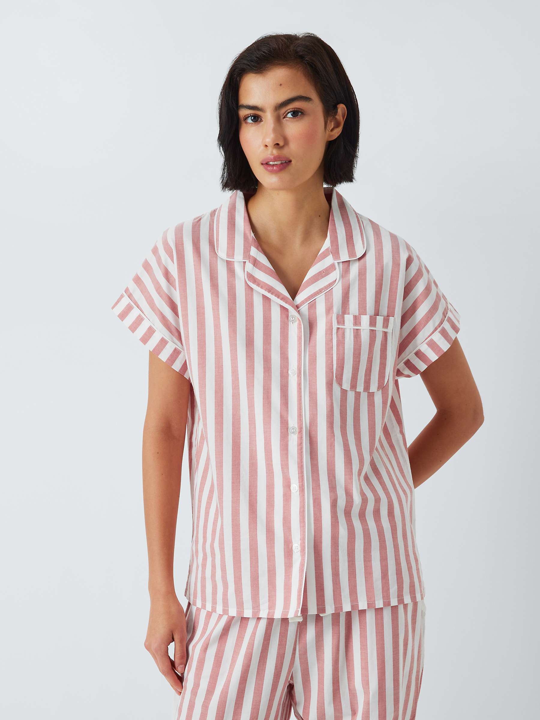 Buy John Lewis Kora Stripe Pyjama Shirt Top, Desert Rose Online at johnlewis.com