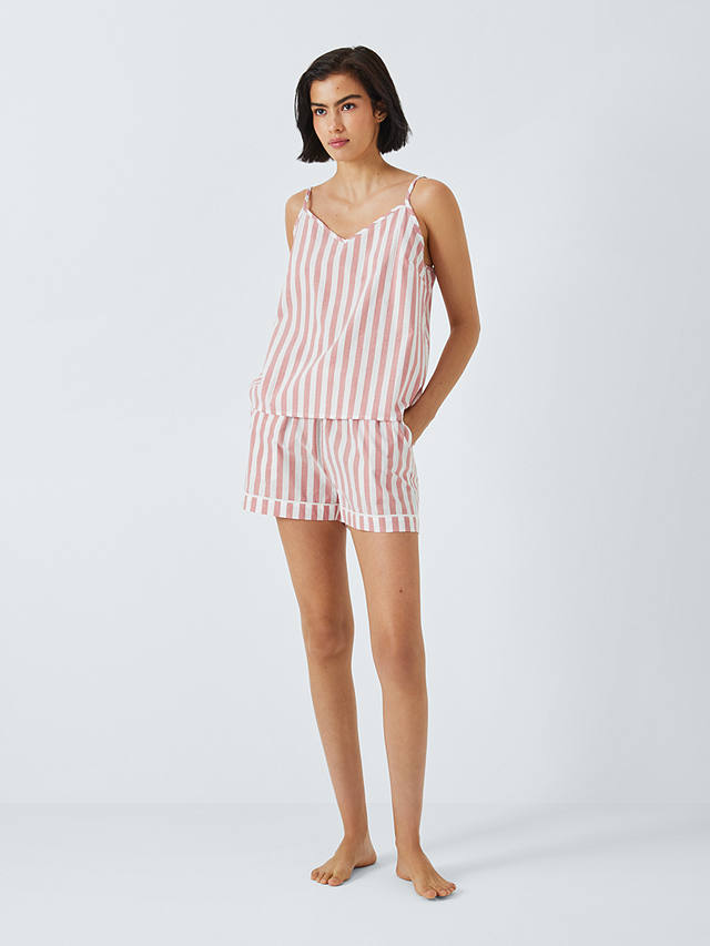 John Lewis Kora Stripe Camisole Pyjama Top, Desert Rose