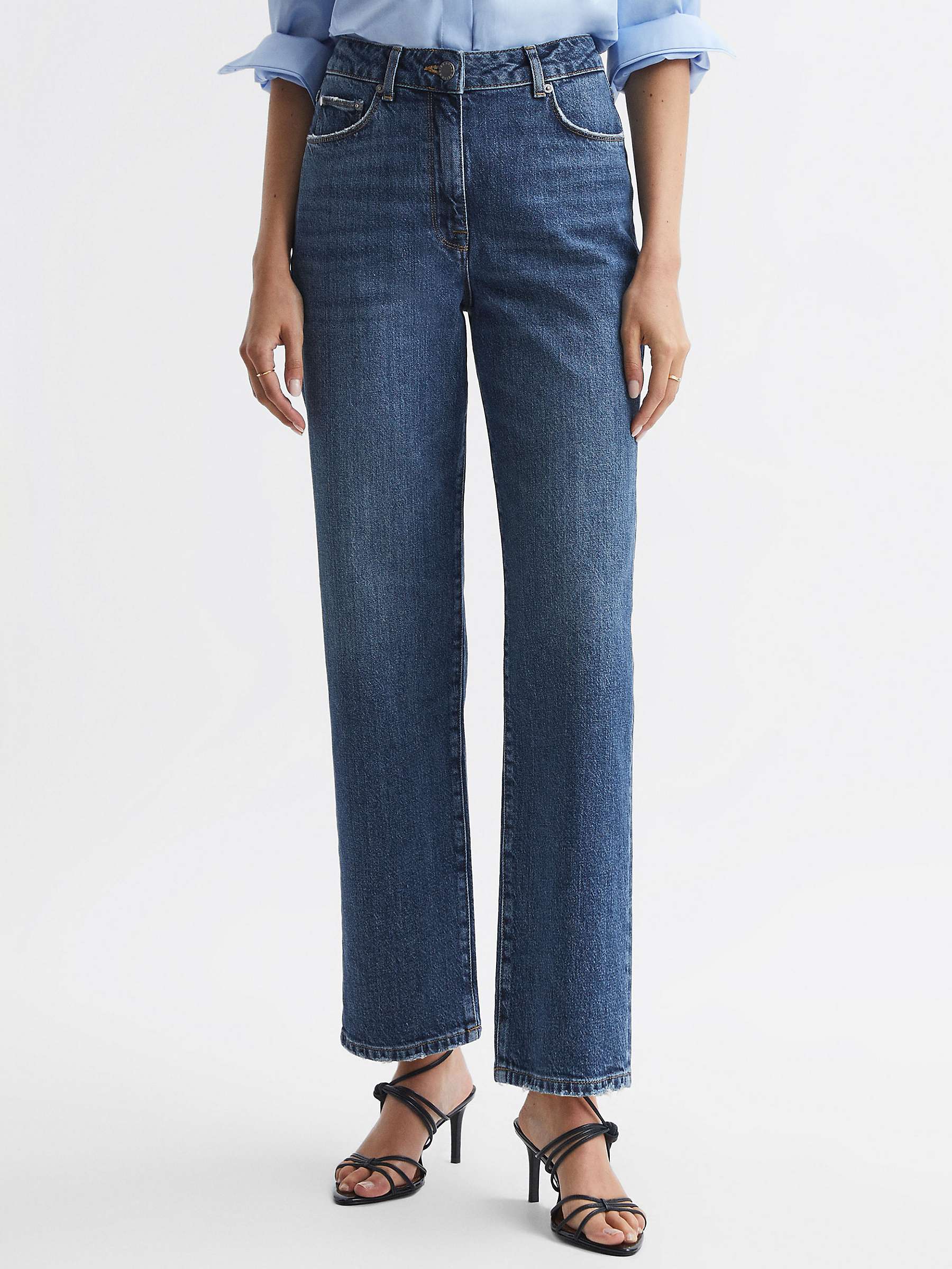 Buy Reiss Selin Straight Leg Jeans, Mid Blue Online at johnlewis.com