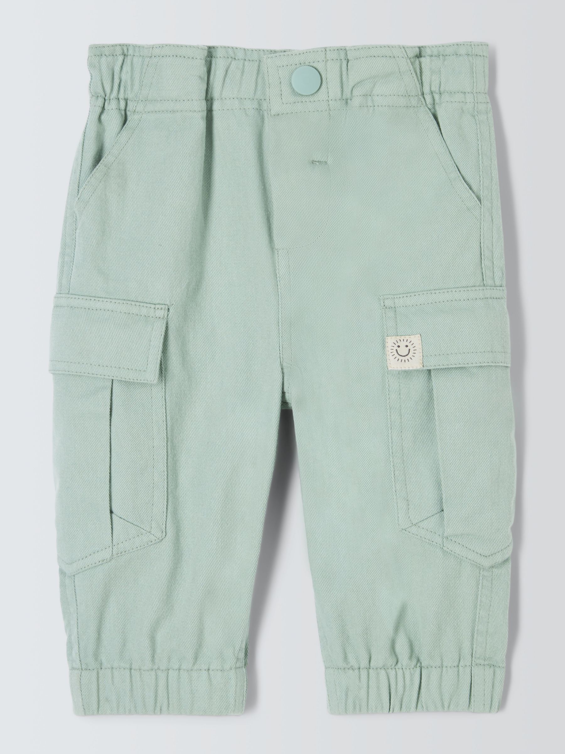 John Lewis Baby Twill Cargo Trousers, Green, 6-9 months