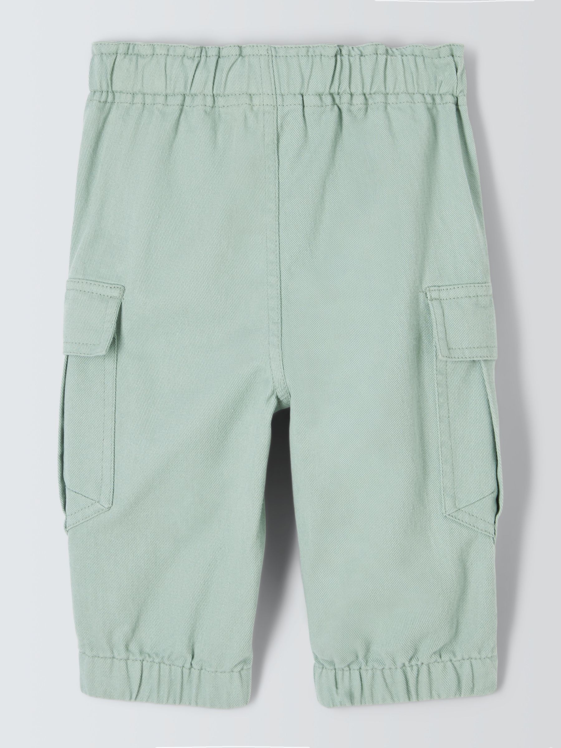 John Lewis Baby Twill Cargo Trousers, Green, 0-3 months