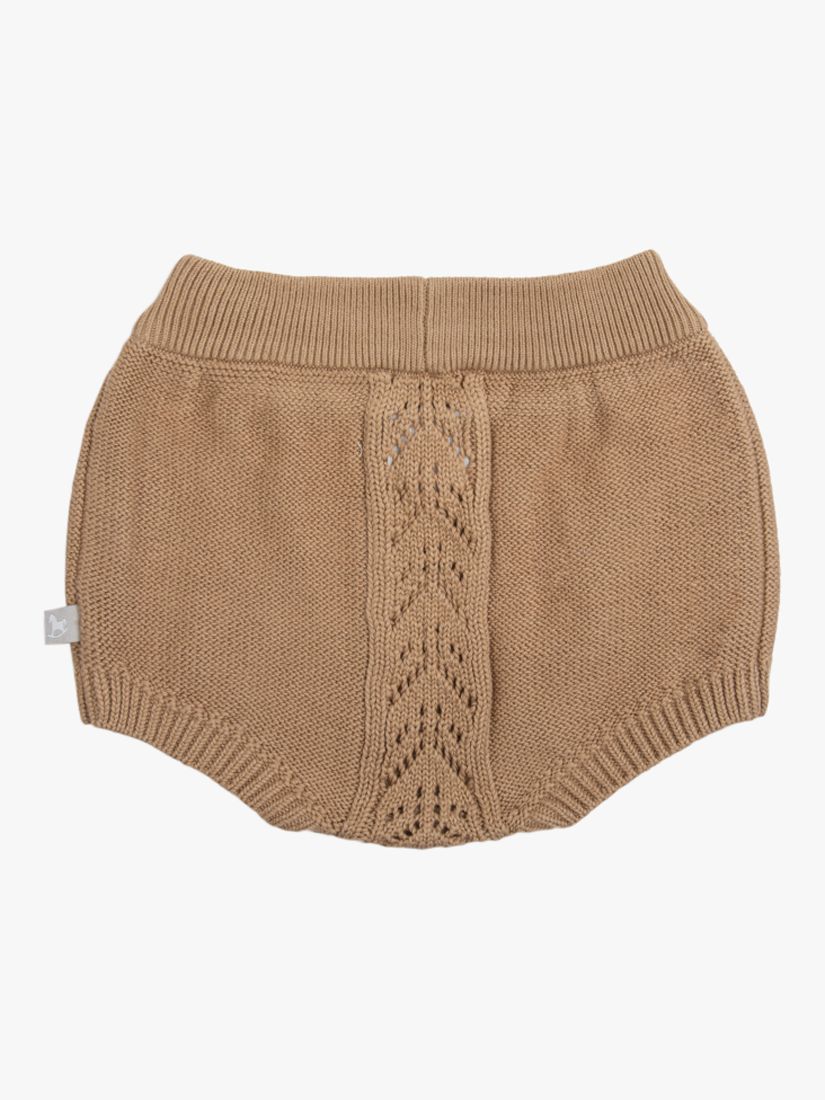 Buy The Little Tailor Baby Cotton Pointelle Knit Cardigan, Knickers & Bonnet Gift Set, Tan Brown Online at johnlewis.com