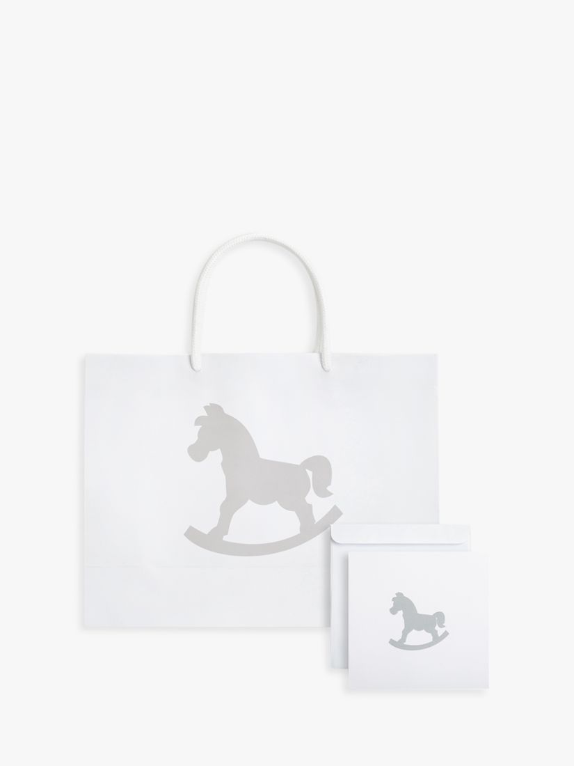 Buy The Little Tailor Baby Hare & Rocking Horse Print Luxury 4 Piece Gift Set, Blue/White Online at johnlewis.com