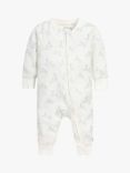 The Little Tailor Baby Hare Print Soft & Comfy Sleepsuit, White/Blue
