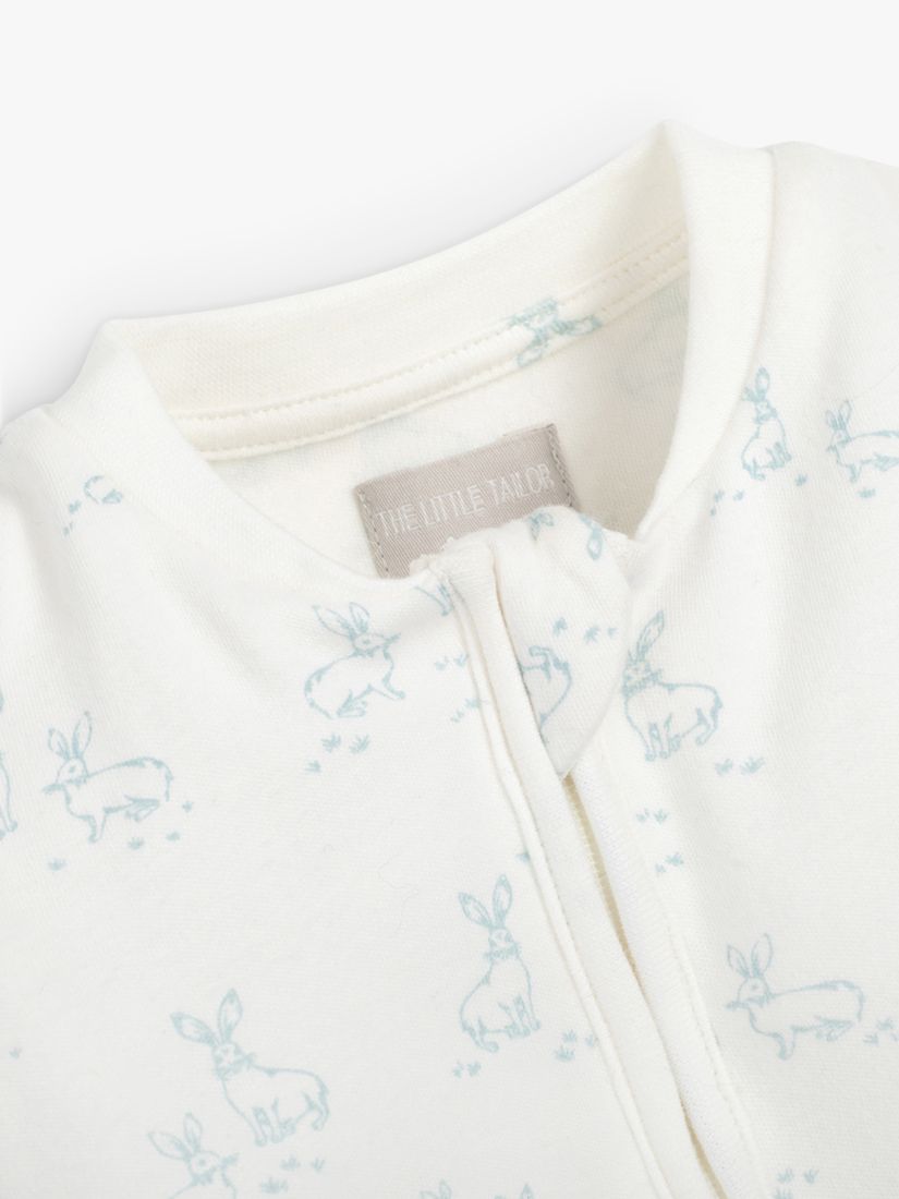 Buy The Little Tailor Baby Hare Print Soft & Comfy Sleepsuit, White/Blue Online at johnlewis.com