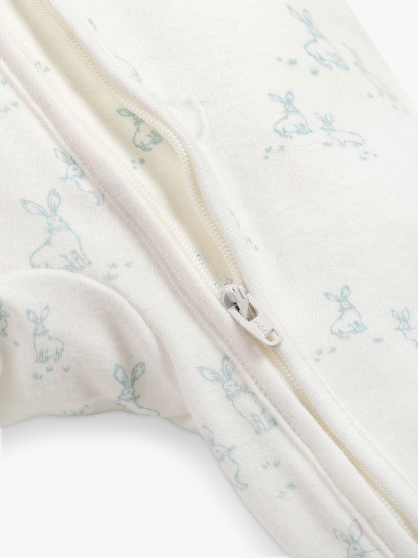 Buy The Little Tailor Baby Hare Print Soft & Comfy Sleepsuit, White/Blue Online at johnlewis.com