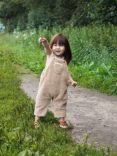 The Little Tailor Baby Soft & Comfy Sherpa Fleece Dungarees, Tan Brown