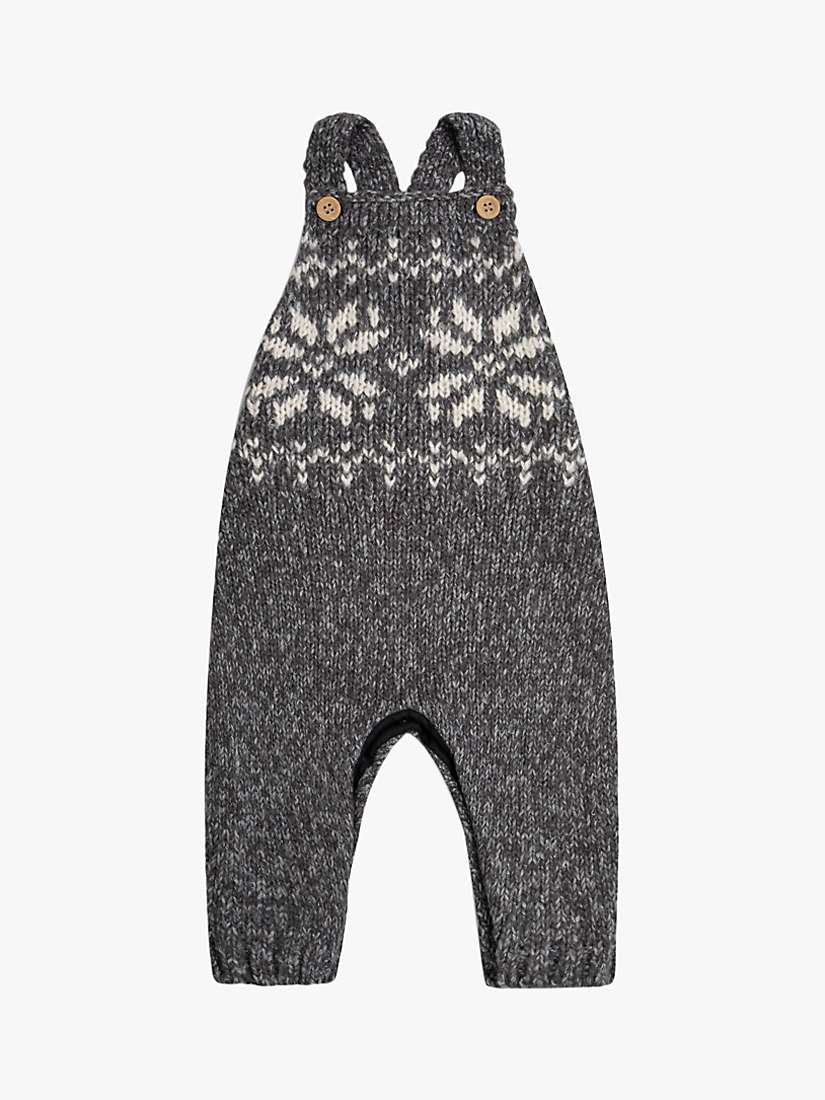 Buy The Little Tailor Baby Two Tone Fairisle Knitted Dungarees, Charcoal Online at johnlewis.com
