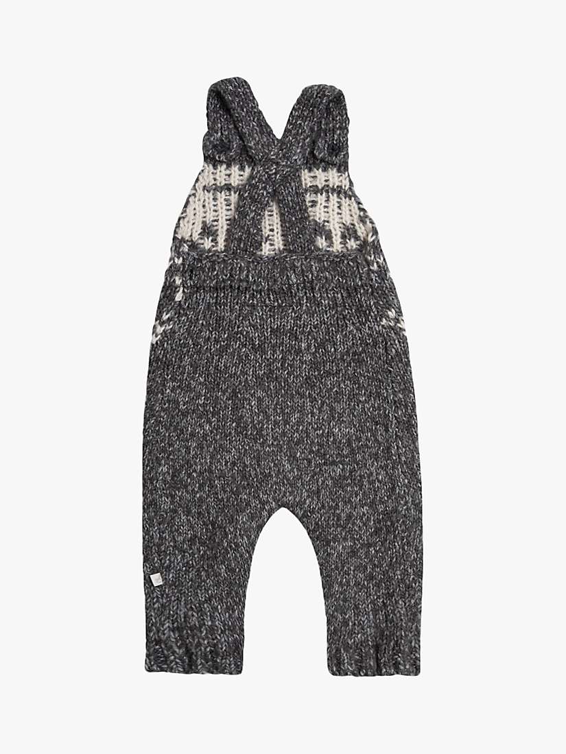 Buy The Little Tailor Baby Two Tone Fairisle Knitted Dungarees, Charcoal Online at johnlewis.com
