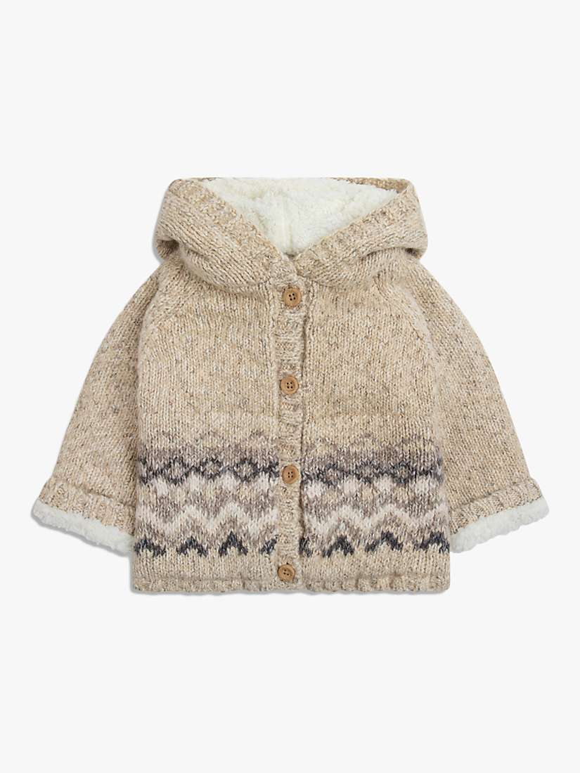 Buy The Little Tailor Baby Fairisle Cotton Blend Hooded Pram Coat, Oatmeal Online at johnlewis.com