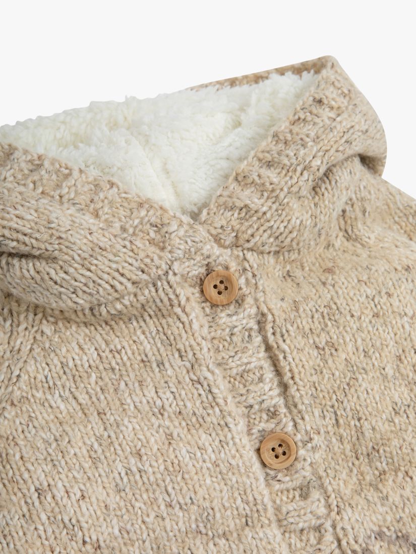 The Little Tailor Baby Fairisle Cotton Blend Hooded Pram Coat, Oatmeal, 3-5 years