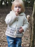 The Little Tailor Baby Snowflake Fairisle Cotton Blend Hooded Pram Coat