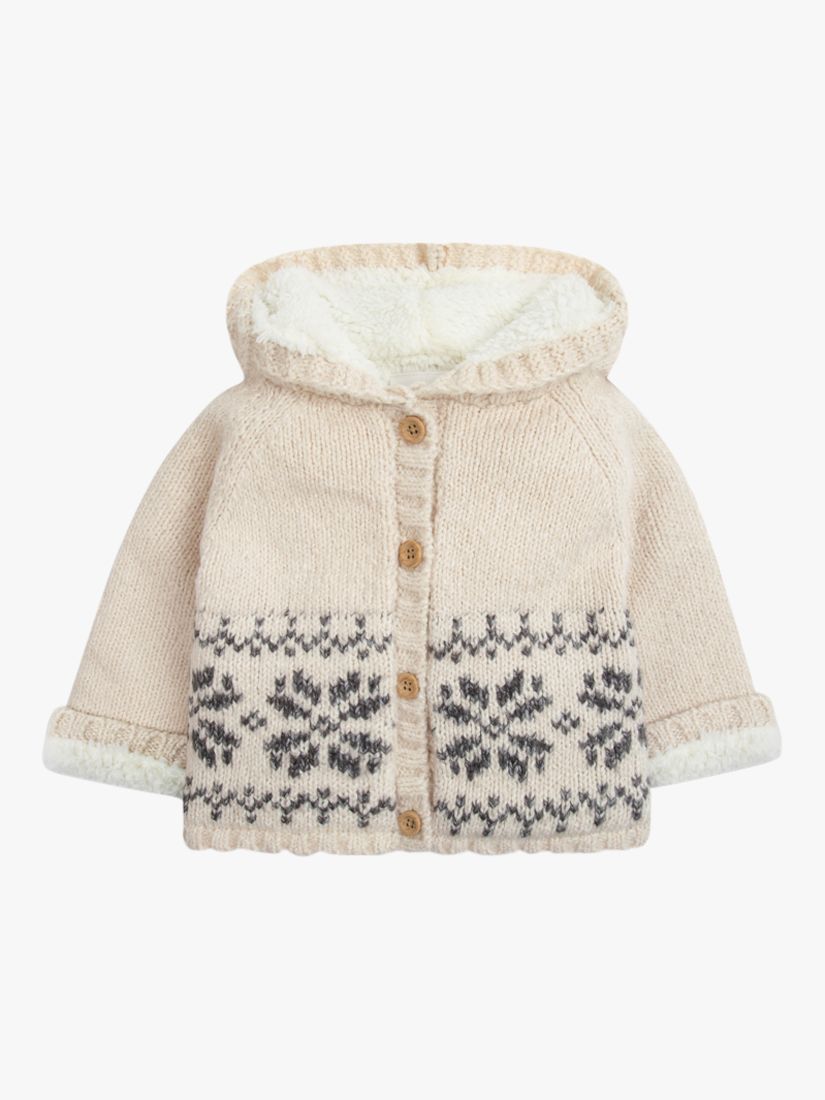 Buy The Little Tailor Baby Snowflake Fairisle Cotton Blend Hooded Pram Coat Online at johnlewis.com