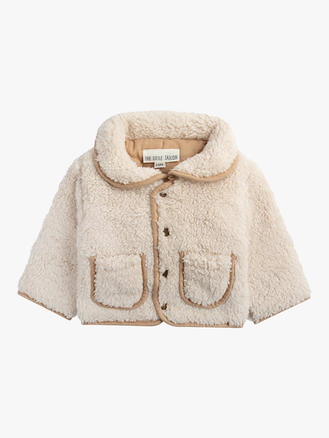 The Little Tailor Baby Sherpa Fleece & Quilted Reversible Jacket, Cream