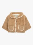 The Little Tailor Baby Sherpa Fleece & Quilted Reversible Jacket, Tan Brown