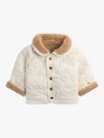 The Little Tailor Baby Sherpa Fleece & Quilted Reversible Jacket, Tan Brown