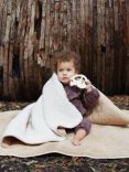 The Little Tailor Baby Reversible Sherpa Fleece Quilted Baby Blanket, Cream