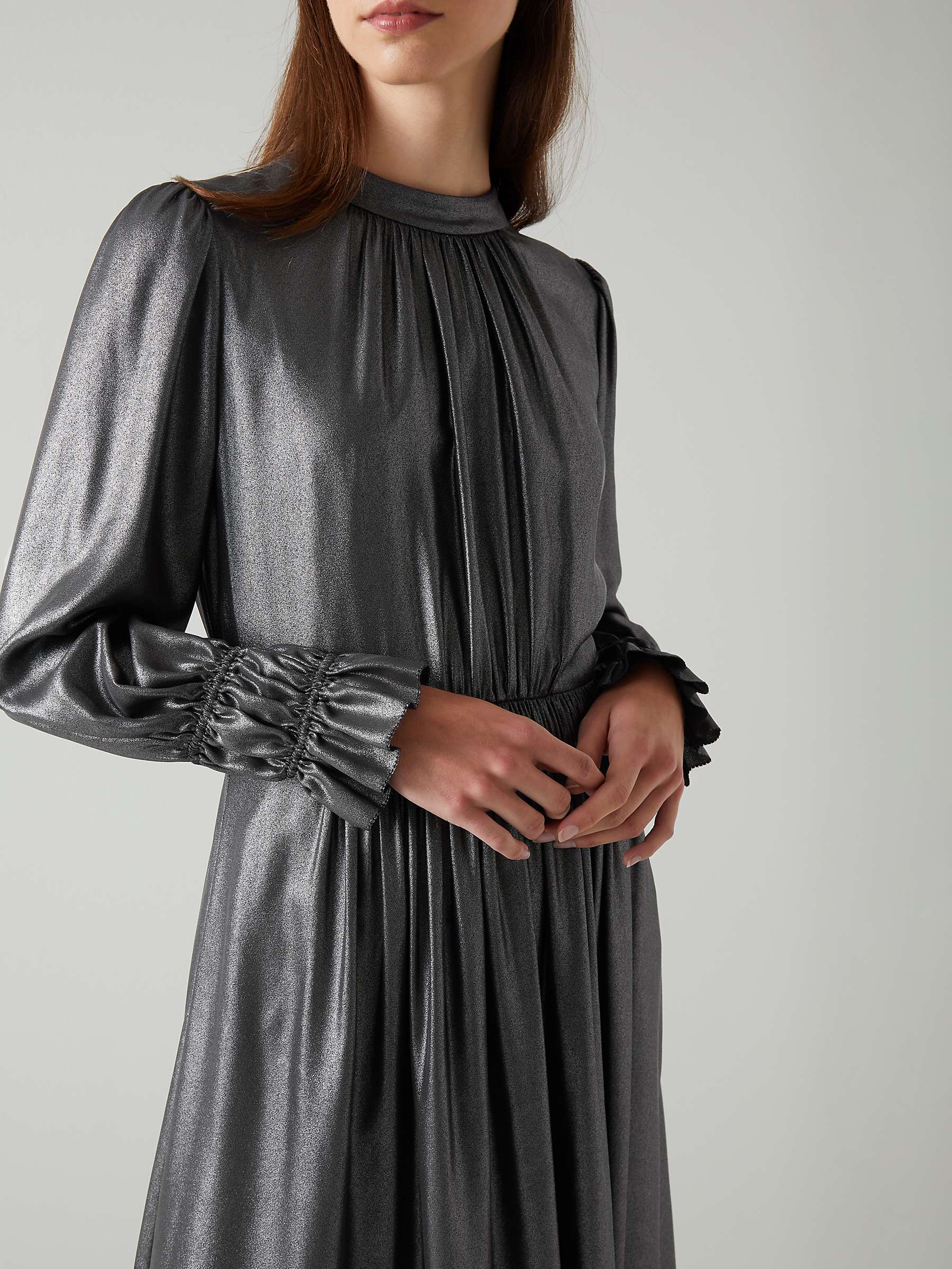 Buy L.K.Bennett Louise Matte Lamé Midi Dress, Gunmetal Online at johnlewis.com