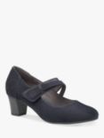 Hotter Samba Suede Blend Heeled Court Shoes, Navy