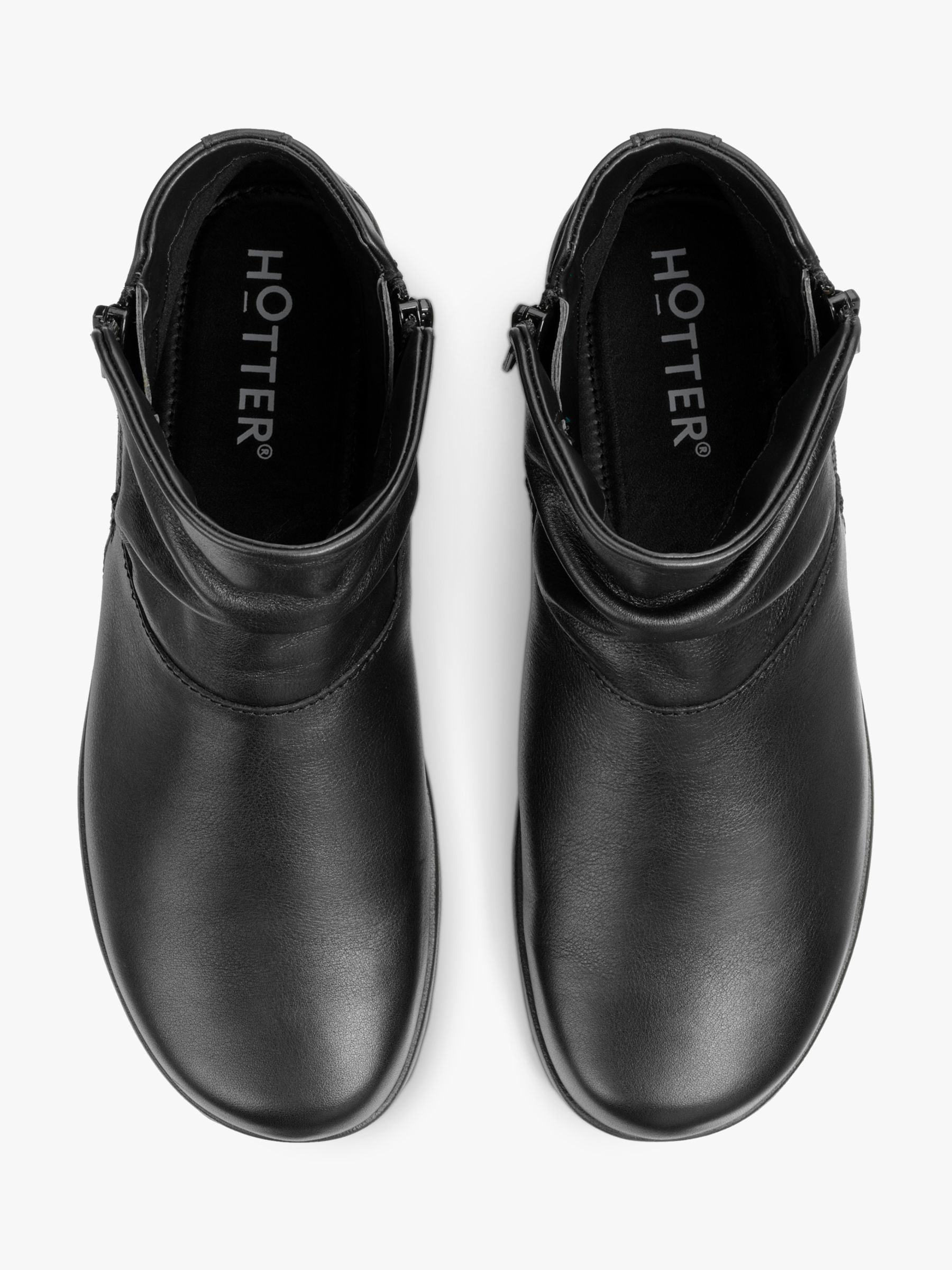 Buy Hotter Murmur Wide Fit Leather Ankle Boots, Black Online at johnlewis.com