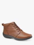 Hotter Ellery Wide Fit Leather Lace Up Ankle Boots, Rich Tan